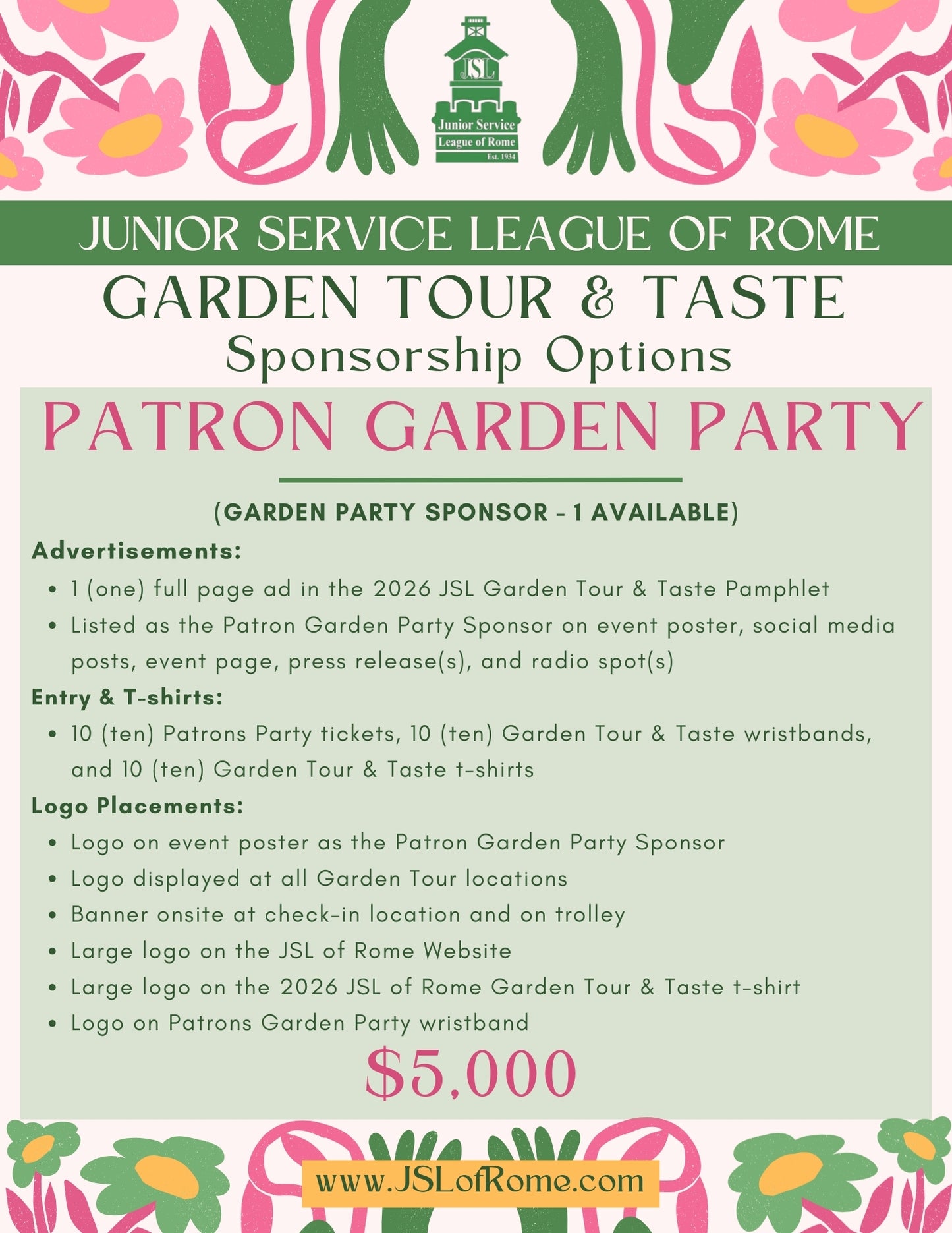 2026 Garden Tour Sponsorship Packets