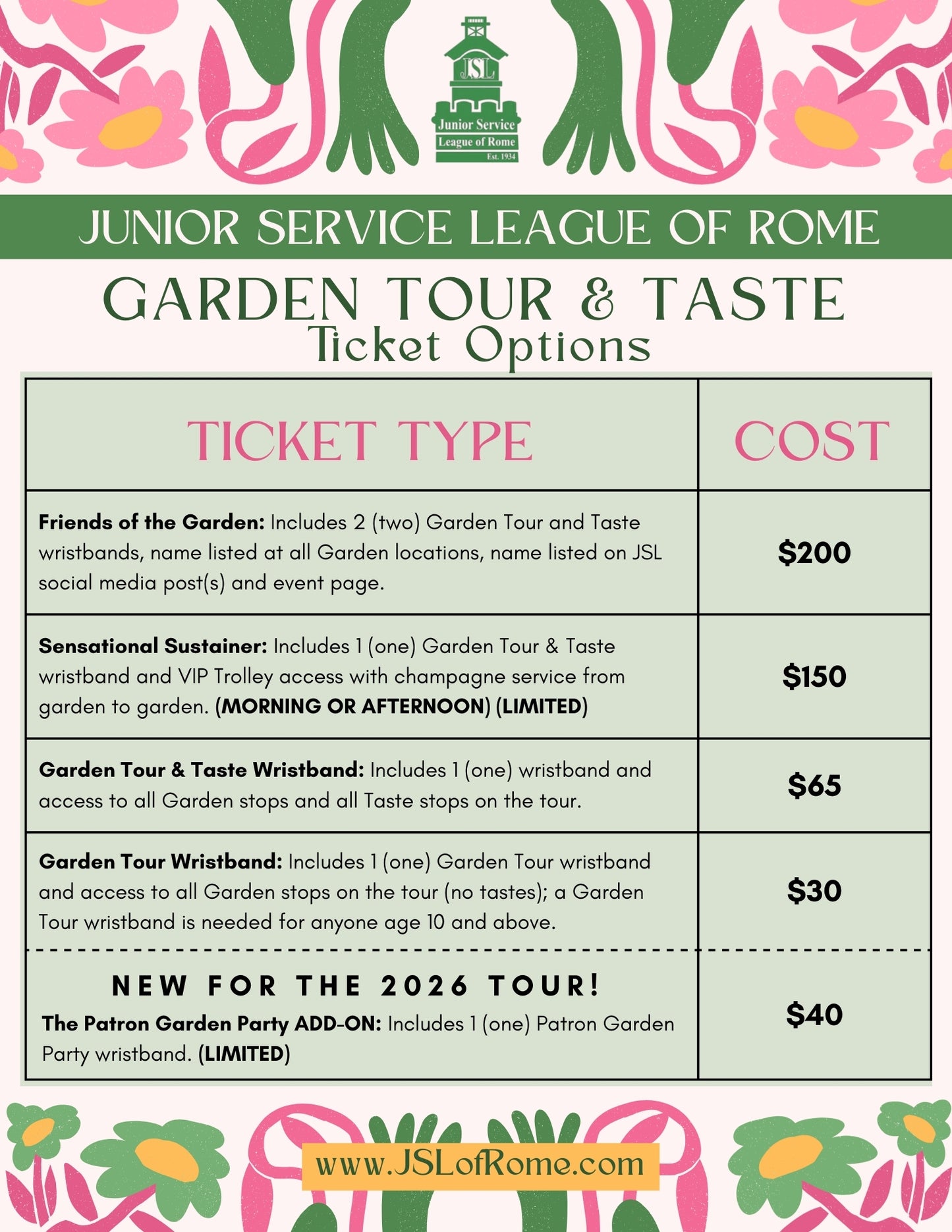 2026 Garden Tour & Taste Tickets